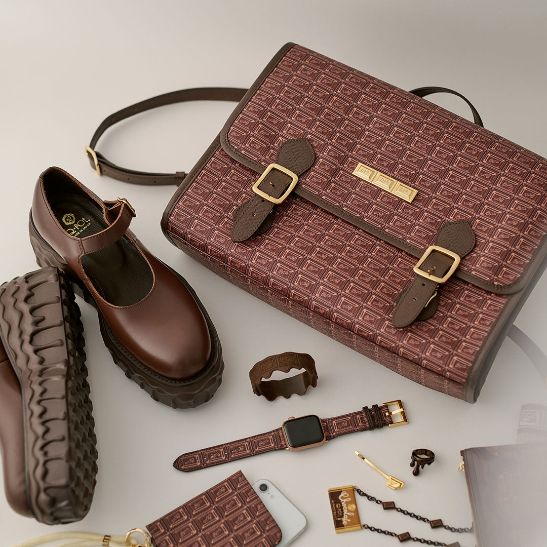 Q-pot. Japan Jewelry Brand chocolate inspired wearable fashion bags and shoes