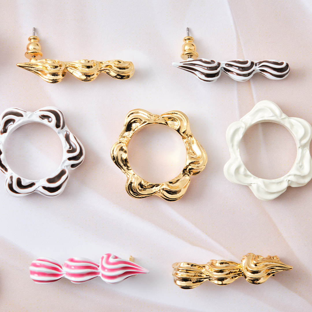 Q-pot. Japan Jewelry Brand whipped cream inspired wearable fashion accessory