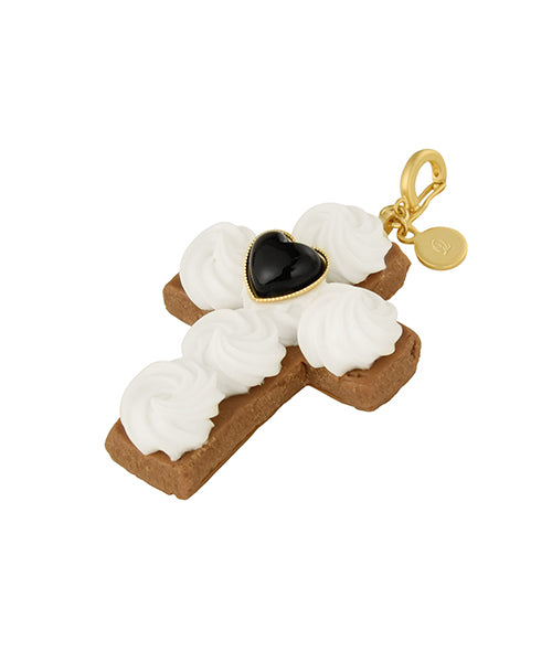 Black Heart Studs Cross Sugar Cookie Charm【Japan Jewelry】