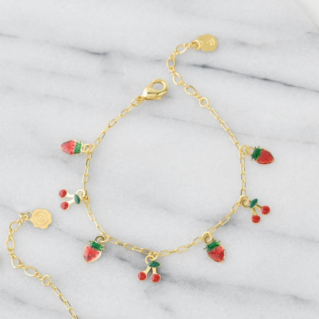 Strawberry & Cherry Chain Bracelet【Japan Jewelry】