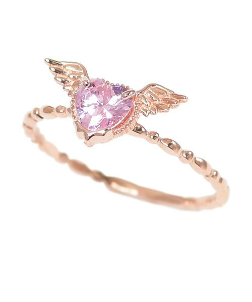 【10K Pink Gold】Melty Angel Heart Ring