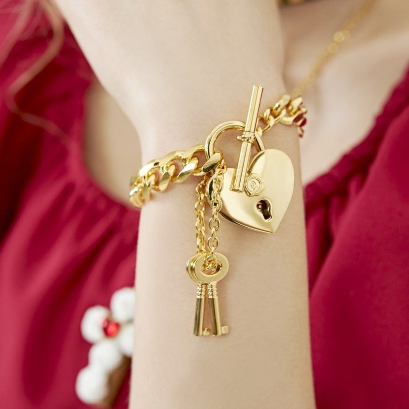 Heart Rock Padlock Bracelet【Japan Jewelry】