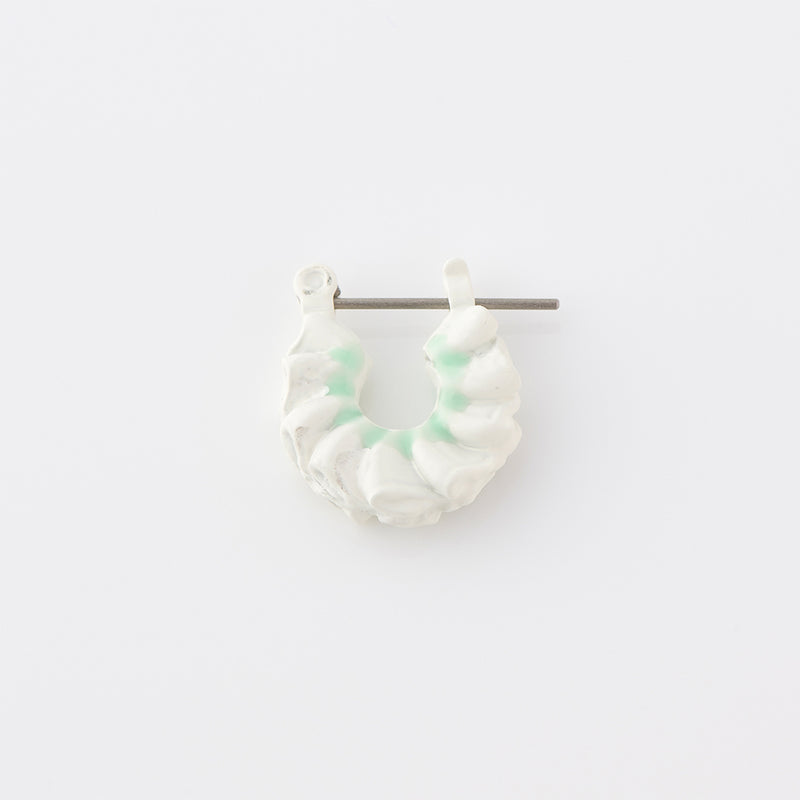 Frill Cream Small Hoop Pierced Earring (Mint / 1 Piece)【Japan Jewelry】