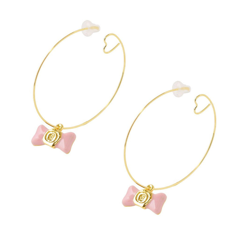 Ribbon Initial Seal Candy Pierced Earrings (Pair)【Japan Jewelry】