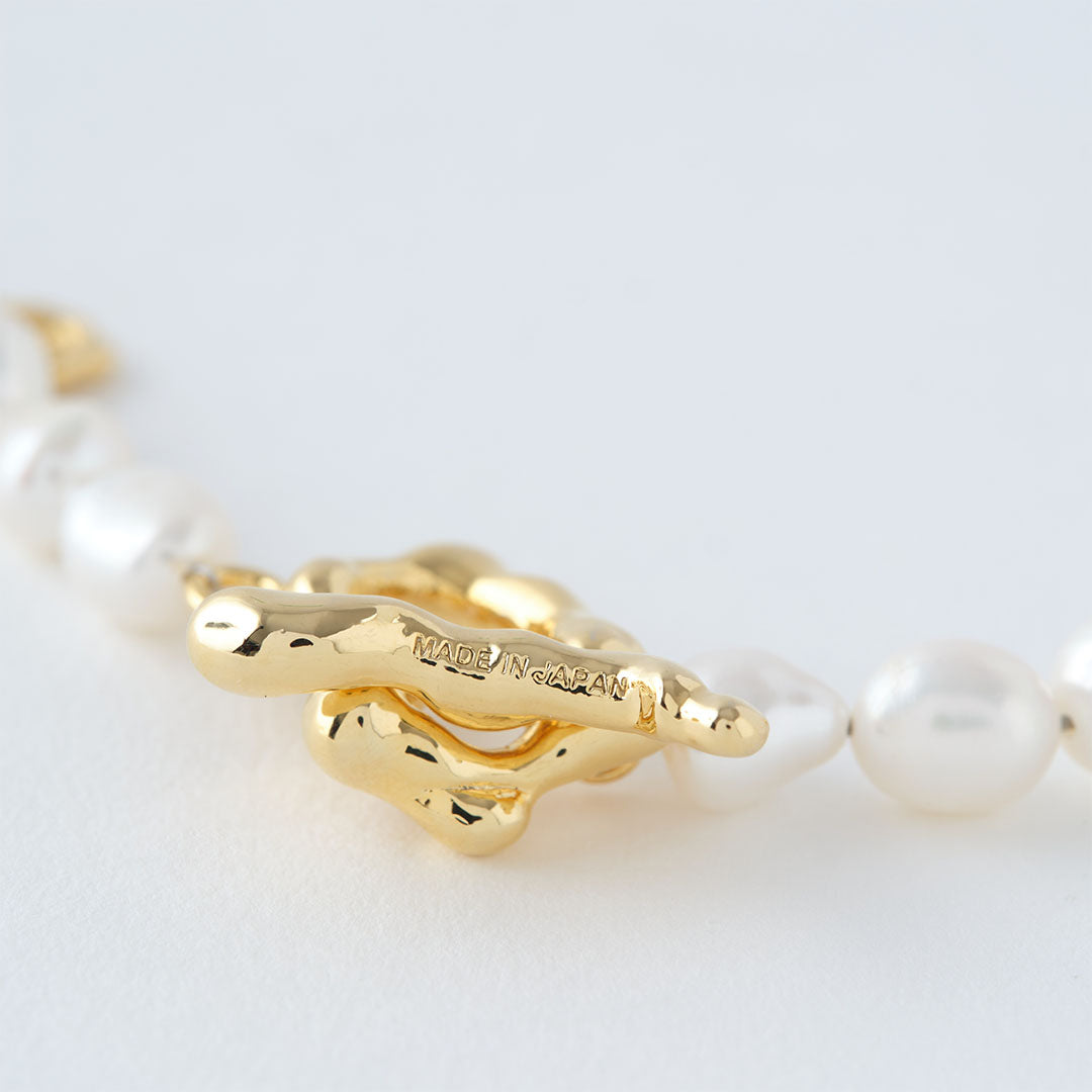 Golden Tooth Baroque Freshwater Pearl Necklace【Japan Jewelry】