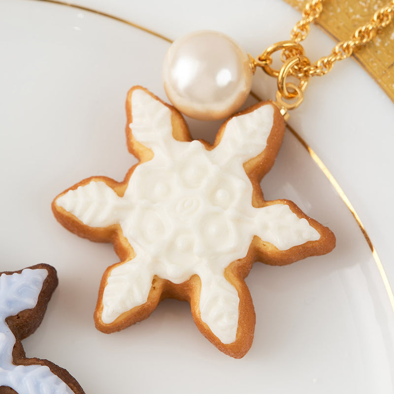Snowflake Sugar Cookie Necklace (White)【Japan Jewelry】