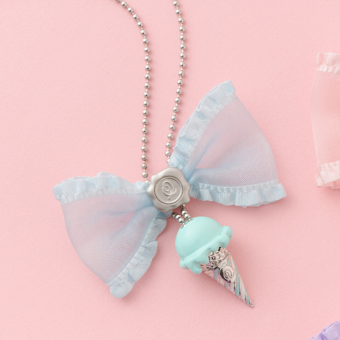 Ruffled Organdy Ribbon Charm (Light Blue)【Japan Jewelry】