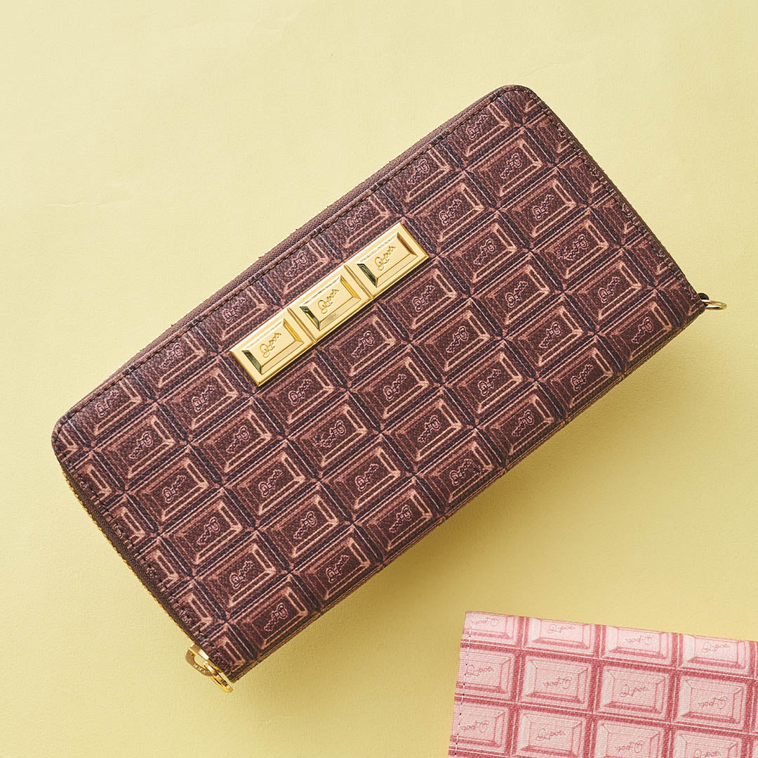 Bitter Chocolate Zip Around Leather Long Wallet【Japan Jewelry