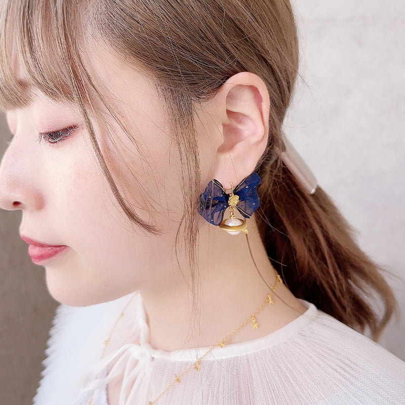 Milk Planet Pierced Earrings (Pair)【Japan Jewelry】