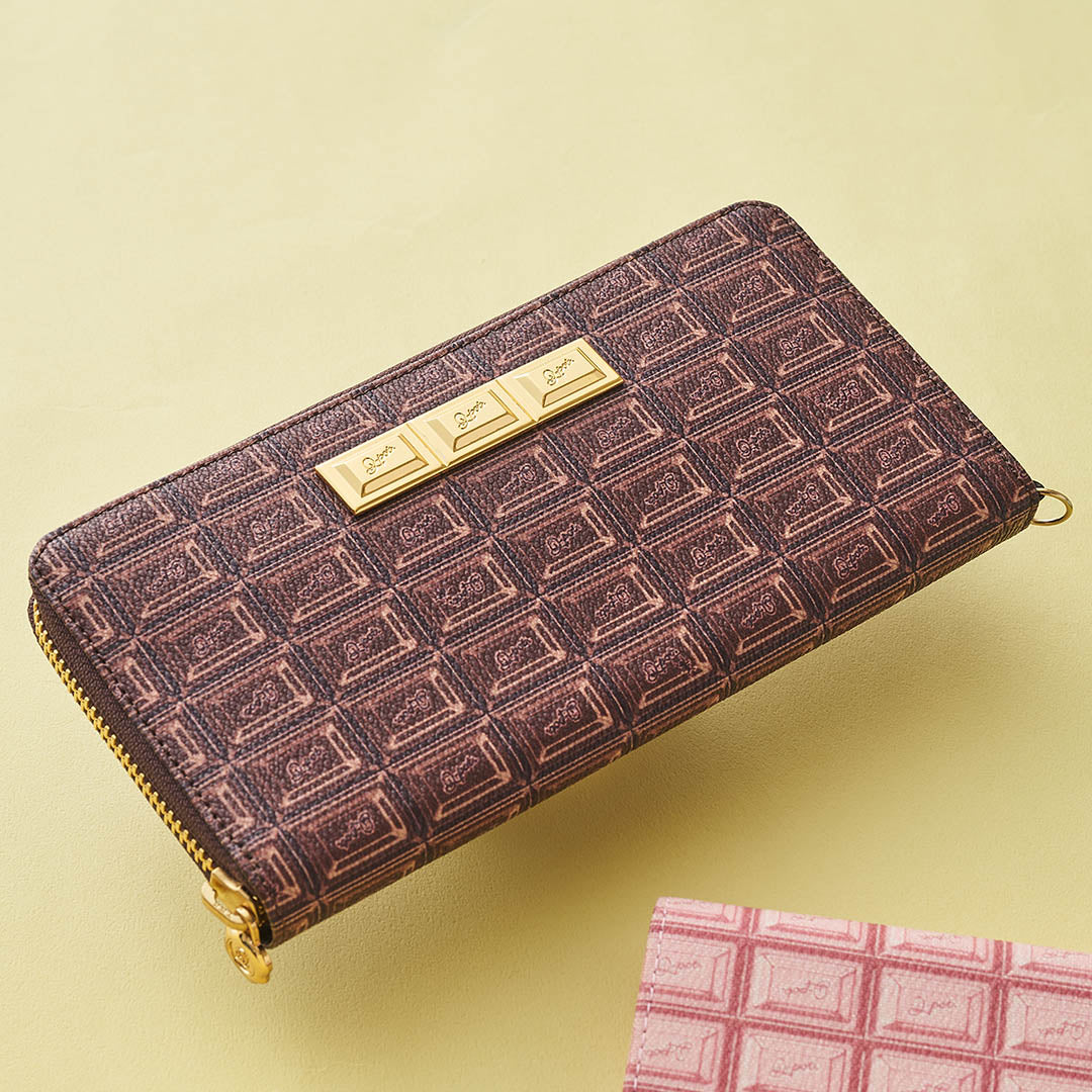 Bitter Chocolate Zip Around Leather Long Wallet【Japan Jewelry