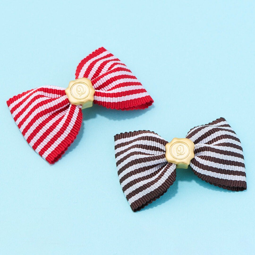 Stripe Ribbon Charm (Brown×White)【Japan Jewelry】