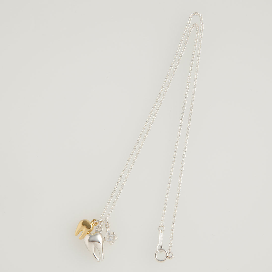 【925 Silver】Tooth Combination Necklace【Japan Jewelry】