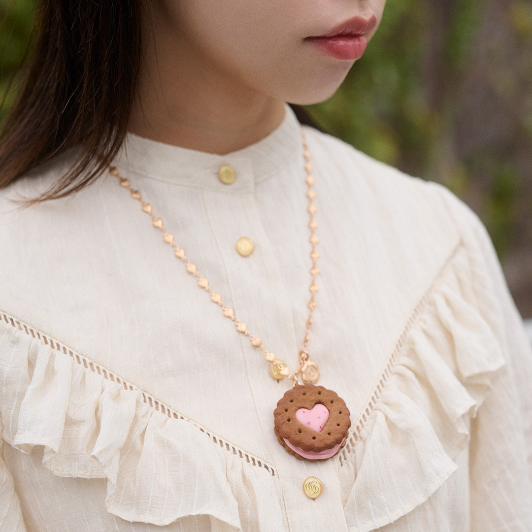 Strawberry Milk Jam Cocoa Cookie Necklace【Japan Jewelry】