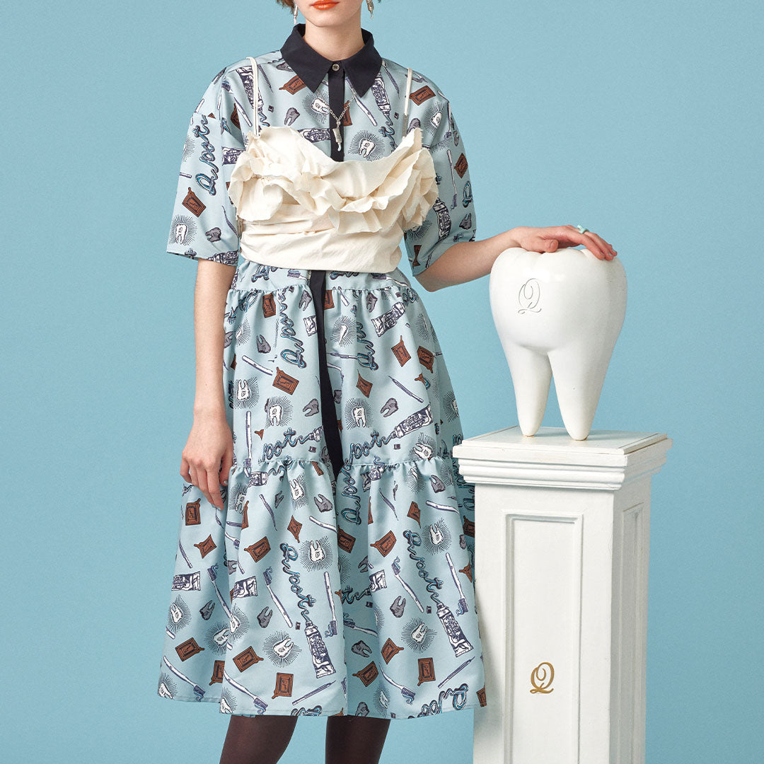 Dental Q-pot. Tiered Shirtdress【Japan Jewelry】