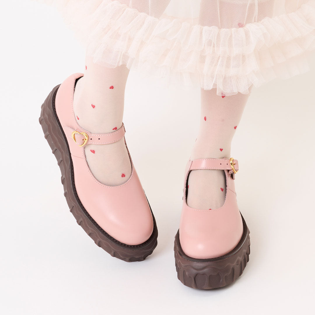 Melting Chocolate Leather Mary Jane (Pale Pink)【Japan Jewelry】
