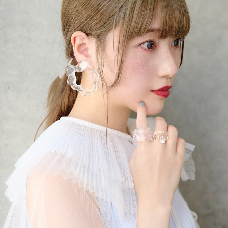 Water Clip-On Earrings (Pair)【Japan Jewelry】