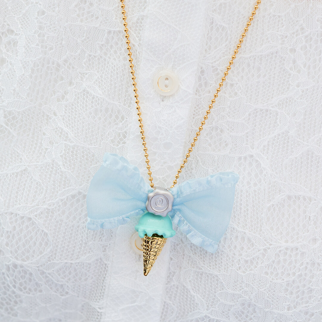 Ruffled Organdy Ribbon Charm (Light Blue)【Japan Jewelry】