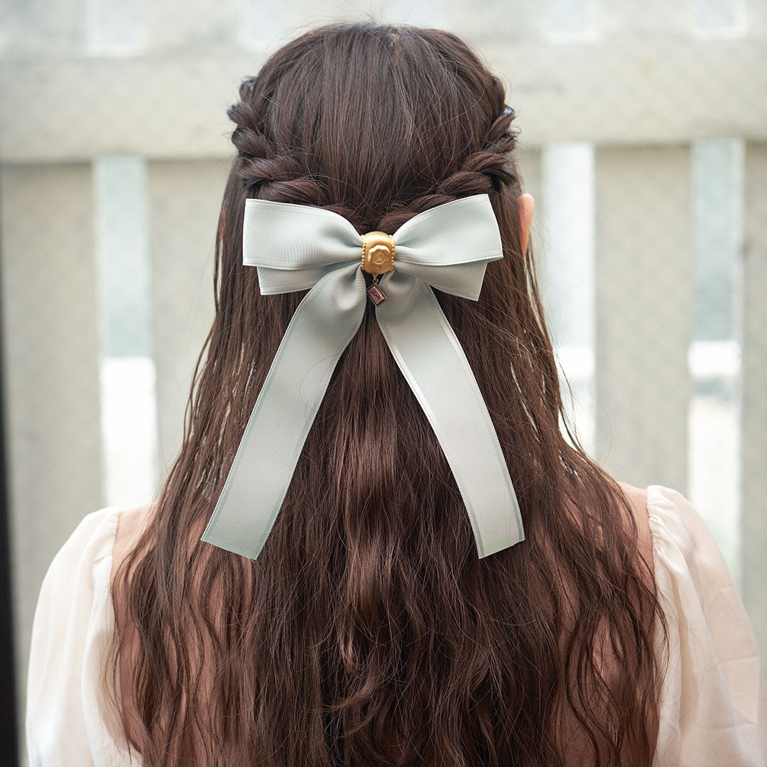 Taffeta Satin Ribbon Chocolate Barrette (Mint)【Japan Jewelry】