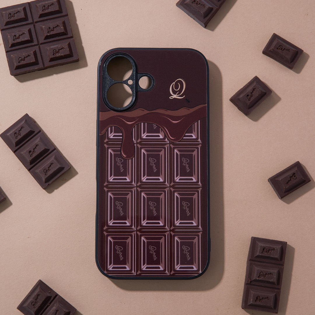 Melty Chocolate Hard Glass Case (iPhone 15/16/17)【Japan Jewelry