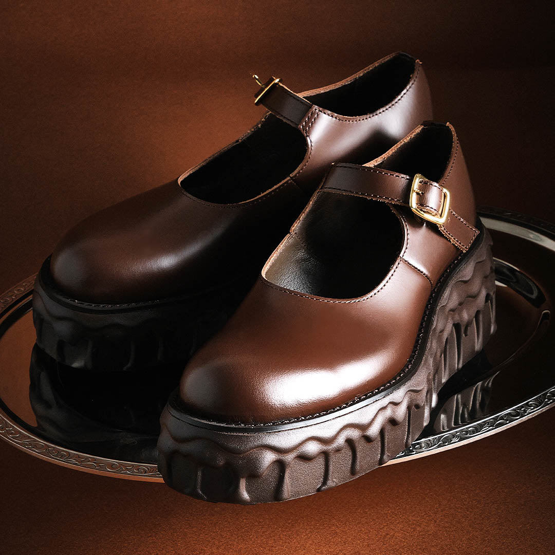 Melting Chocolate Leather Mary Jane (Brown)【Japan Jewelry】