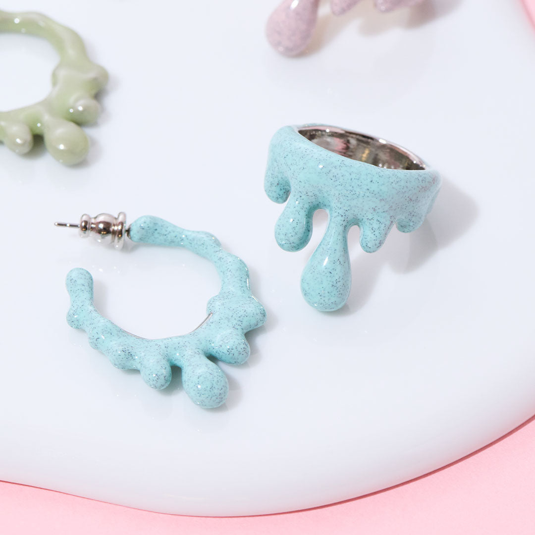 Melty Melt Hoop Pierced Earring (Mint Chocolate / 1 Piece)【Japan Jewelry】