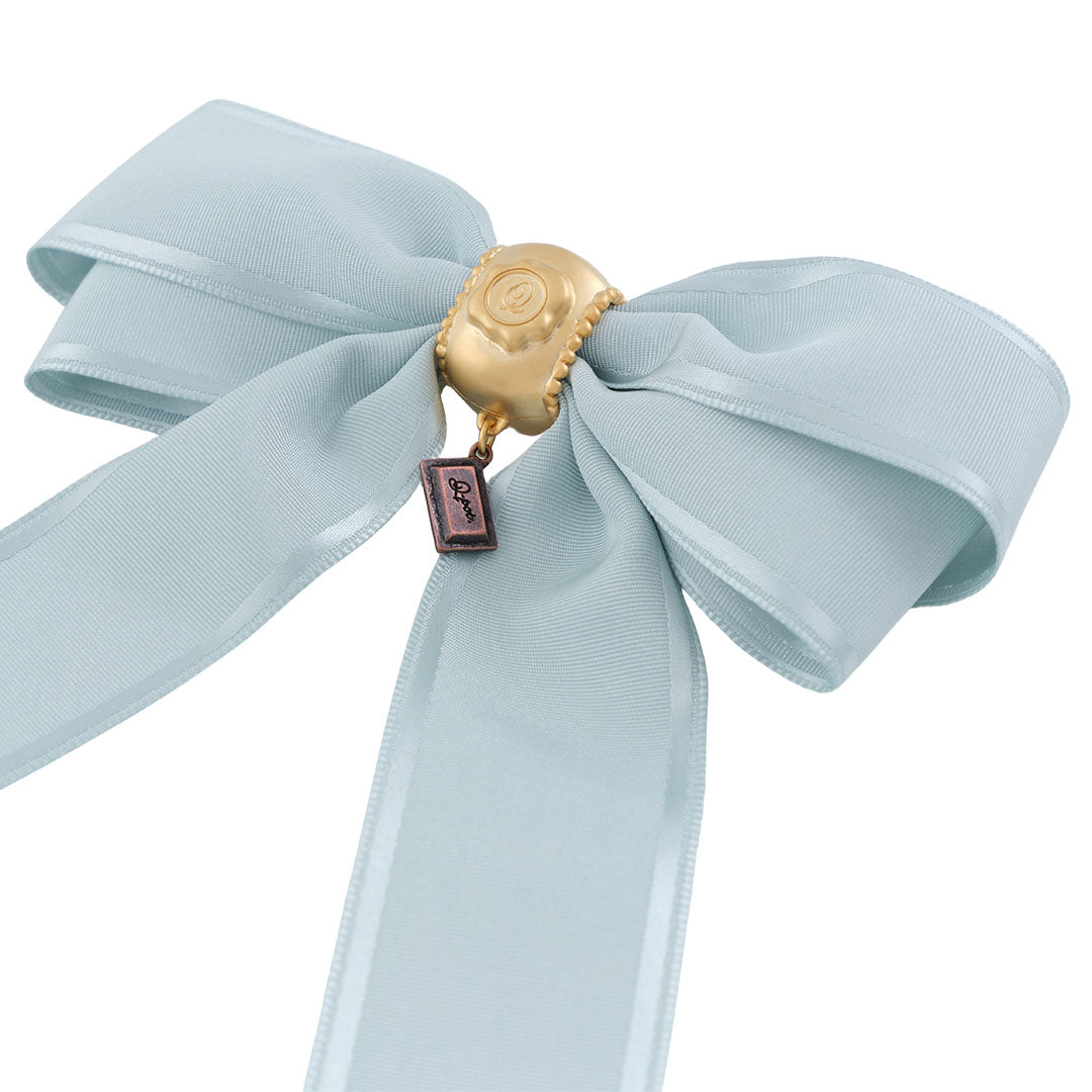 Taffeta Satin Ribbon Chocolate Barrette (Mint)【Japan Jewelry】