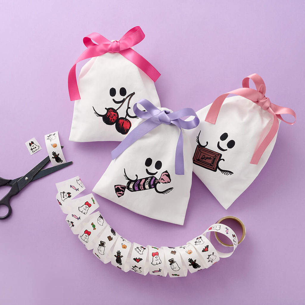 Ghost Drawstring Bag with Sticker Roll【Japan Jewelry】