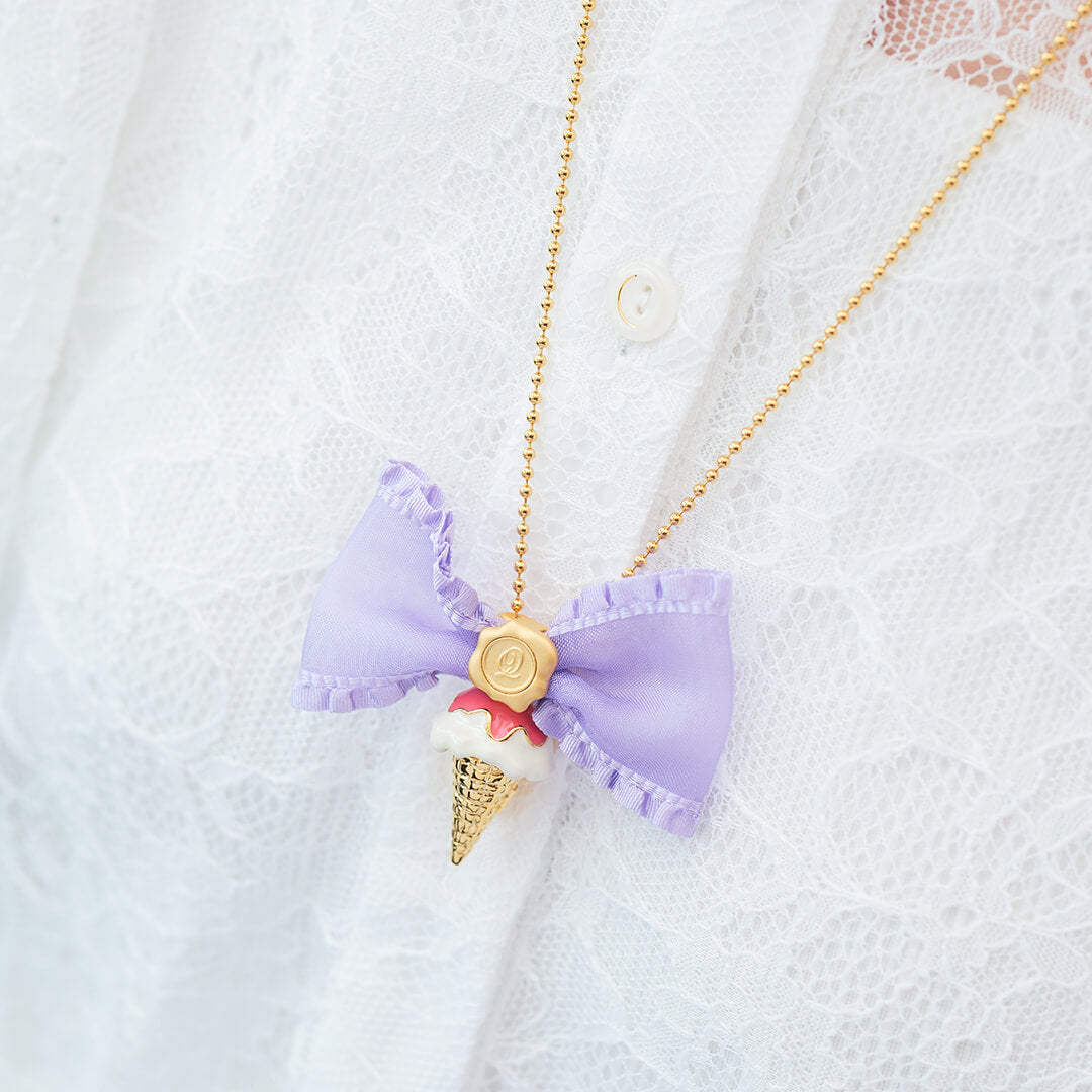 Ruffled Organdy Ribbon Charm (Light Purple)【Japan Jewelry】