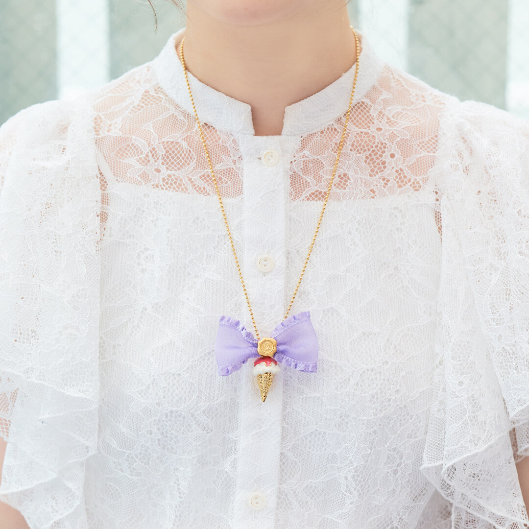 Ruffled Organdy Ribbon Charm (Light Purple)【Japan Jewelry】