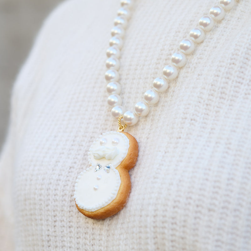 Snowman Sugar Cookie Pearl Necklace【Japan Jewelry】
