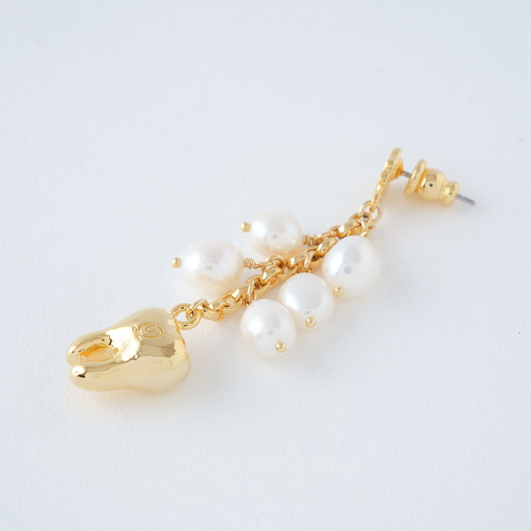 Golden Tooth Baroque Freshwater Pearl Pierced Earring (1 Piece)【Japan Jewelry】