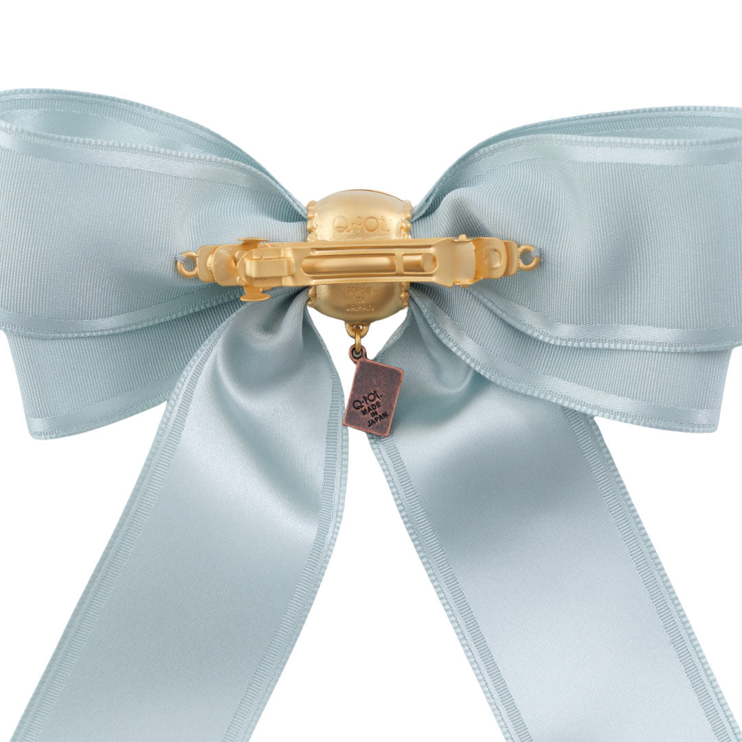 Taffeta Satin Ribbon Chocolate Barrette (Mint)【Japan Jewelry】