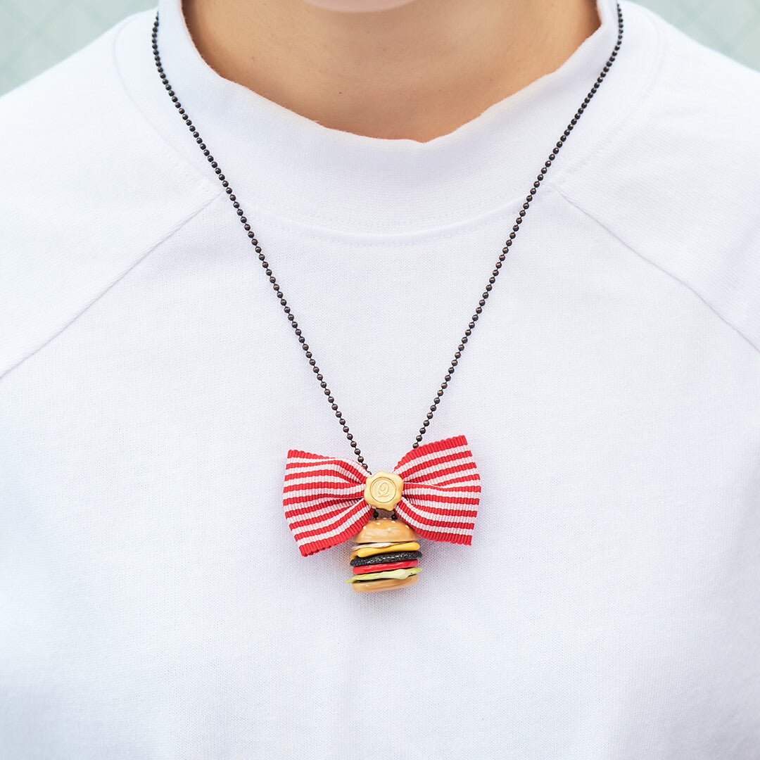 Stripe Ribbon Charm (Red×White)【Japan Jewelry】