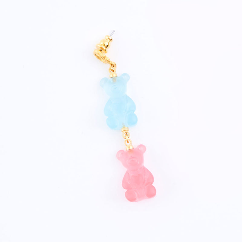 Teddy Bear Hard Gummy Pierced Earring (Soda & Strawberry / 1 Piece)【Japan Jewelry】
