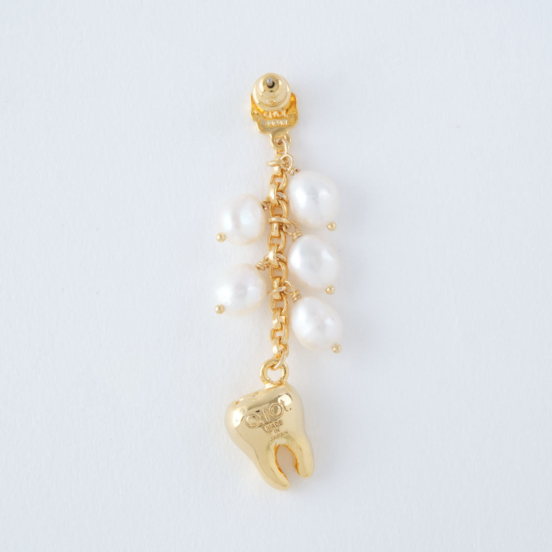 Golden Tooth Baroque Freshwater Pearl Pierced Earring (1 Piece)【Japan Jewelry】