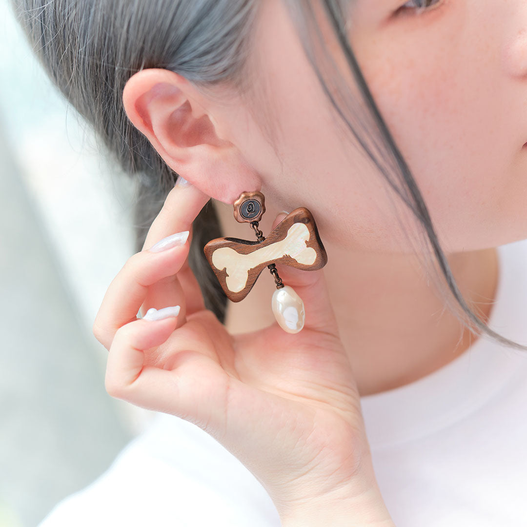 Rebone Bone Pierced Earring (1 Piece)【Japan Jewelry】