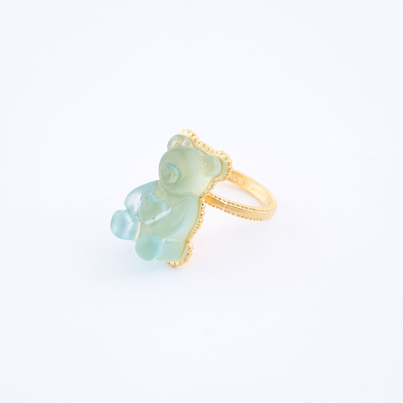 Teddy Bear Hard Gummy Ring (Soda)【Japan Jewelry】