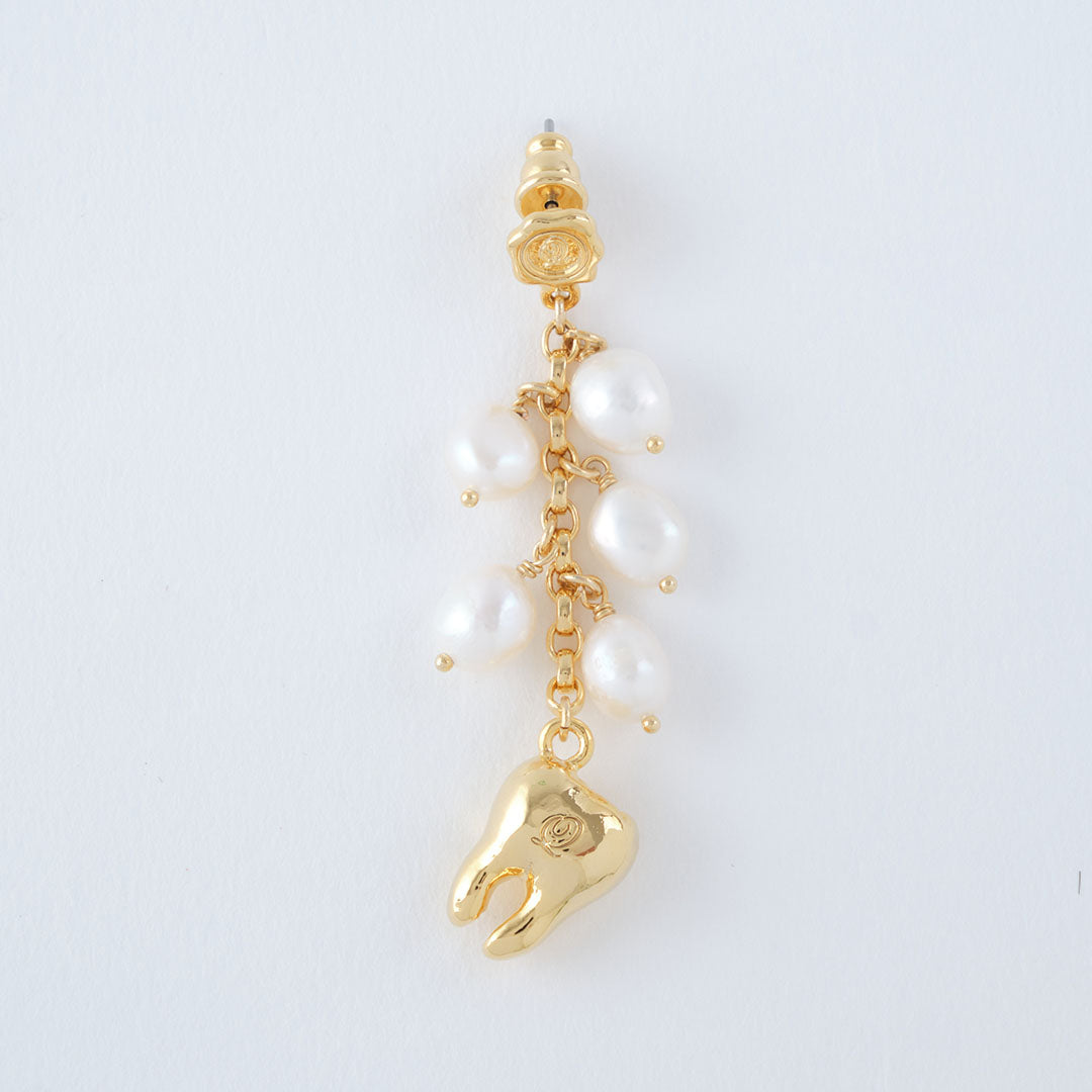 Golden Tooth Baroque Freshwater Pearl Pierced Earring (1 Piece)【Japan Jewelry】