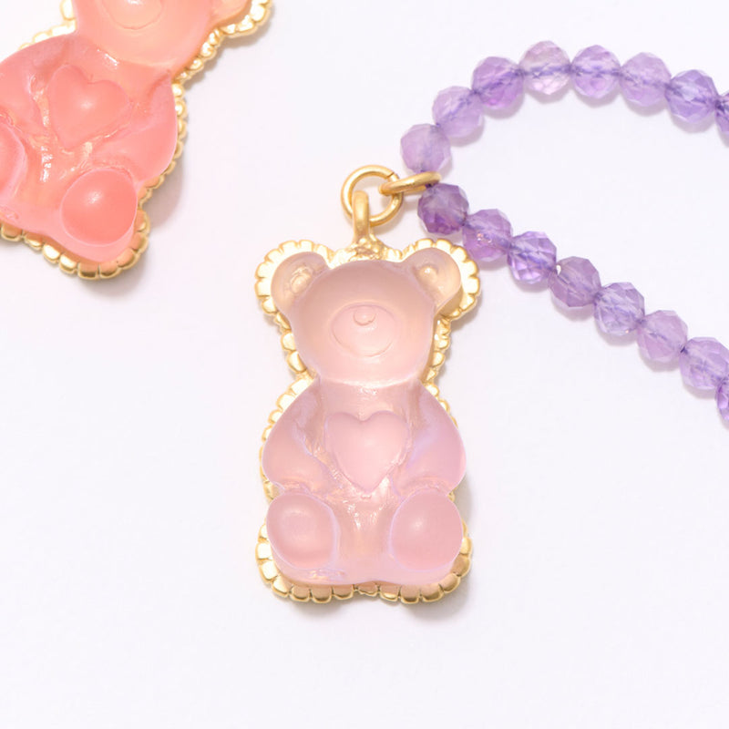 Amethyst Teddy Bear Hard Gummy Necklace (Grape)【Japan Jewelry】