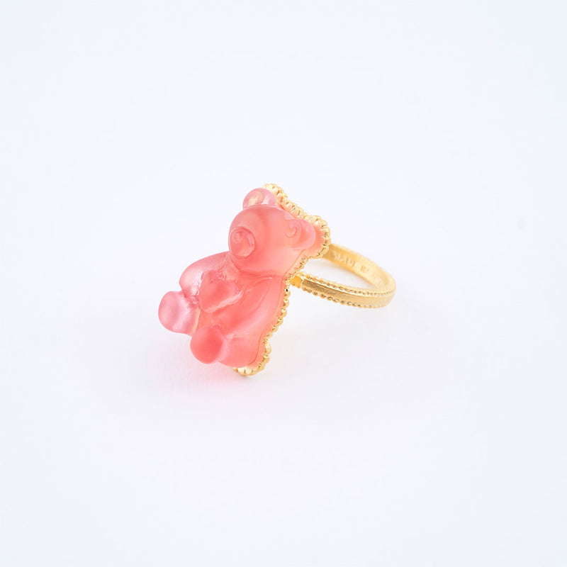 Teddy Bear Hard Gummy Ring (Strawberry)【Japan Jewelry】