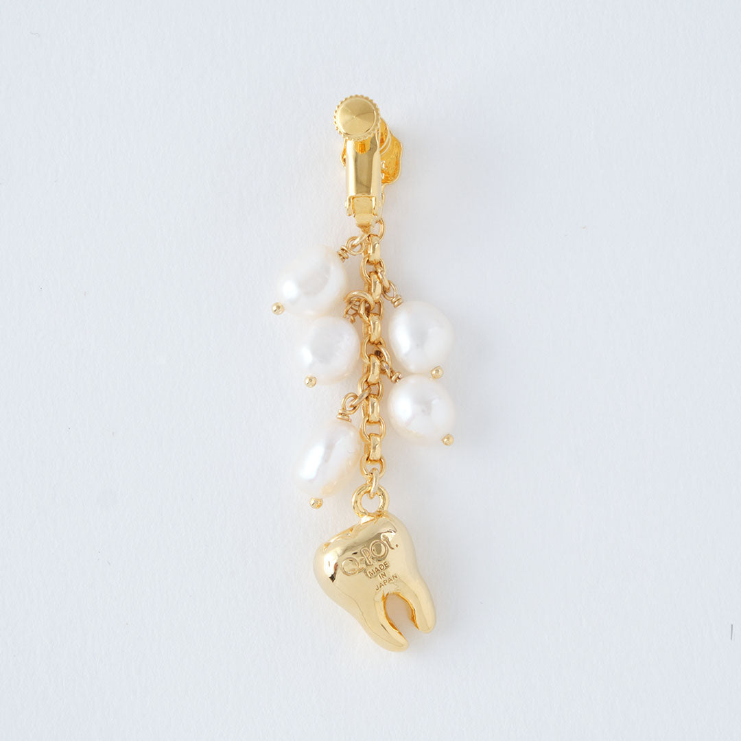 Golden Tooth Baroque Freshwater Pearl Clip-On Earring (1 Piece)【Japan Jewelry】