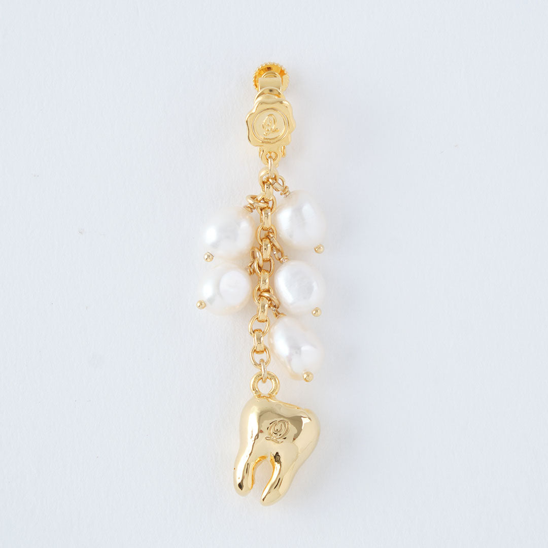 Golden Tooth Baroque Freshwater Pearl Clip-On Earring (1 Piece)【Japan Jewelry】