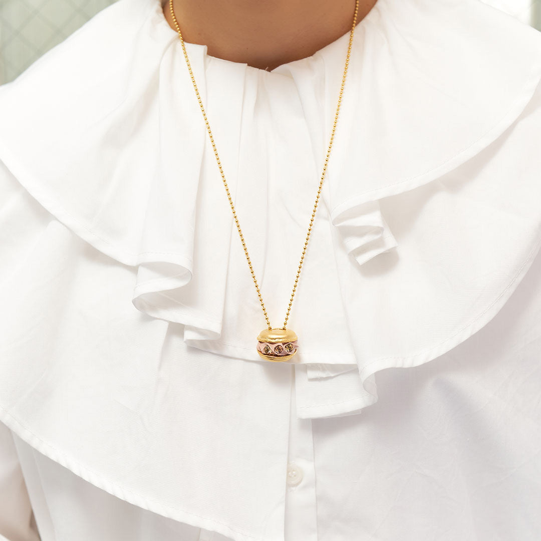 Nickel Free Tooth Ball Chain Necklace (Yellow Gold)【Japan Jewelry】