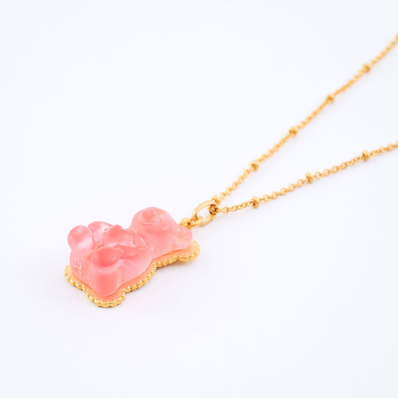 Teddy Bear Hard Gummy Necklace (Strawberry)【Japan Jewelry】