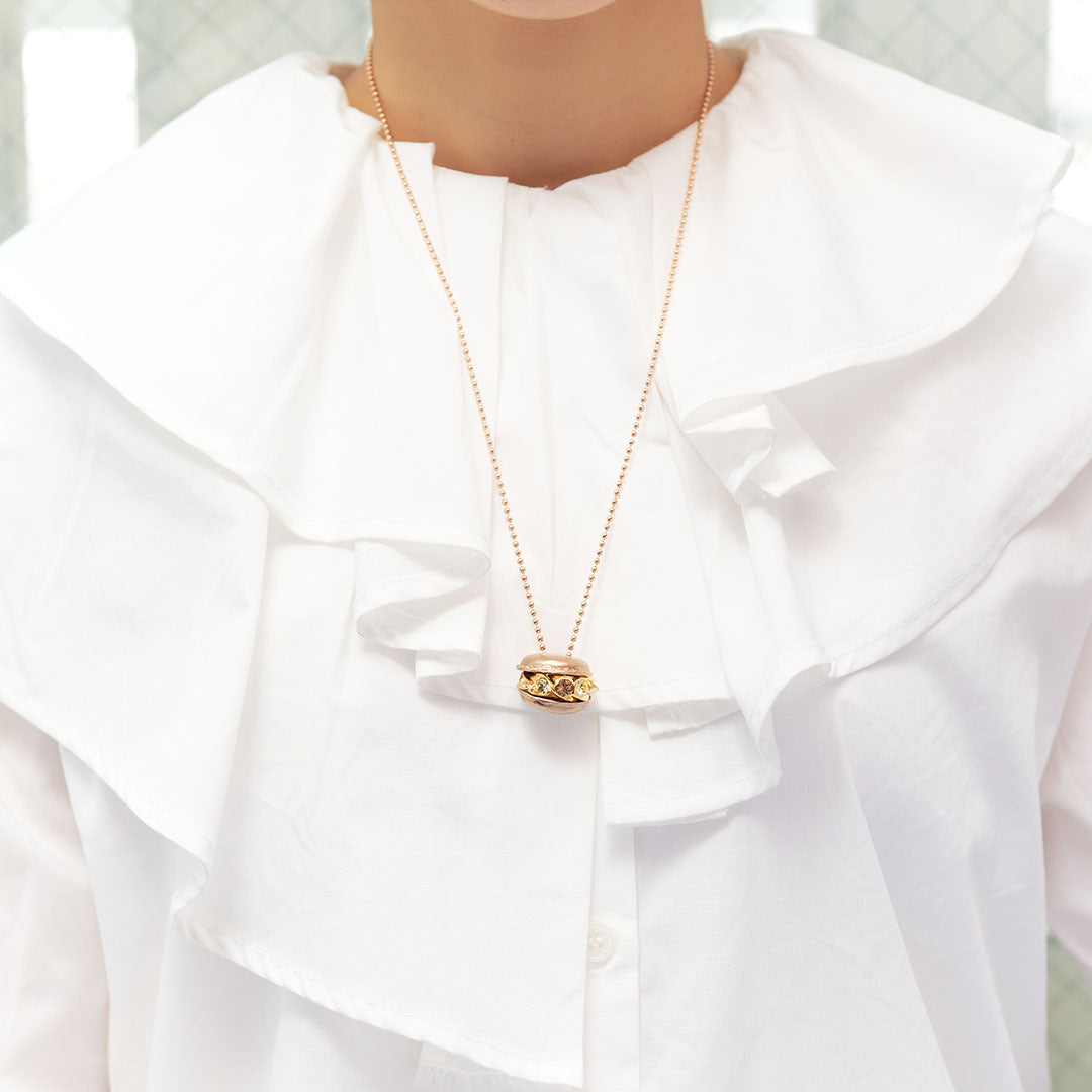 Nickel Free Tooth Ball Chain Necklace (Pink Gold)【Japan Jewelry】