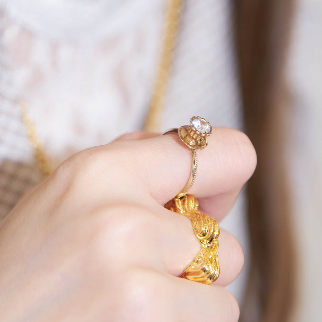 10K Yellow Gold】Tea Cup Ring【Japan Jewelry】 – Japan Jewelry