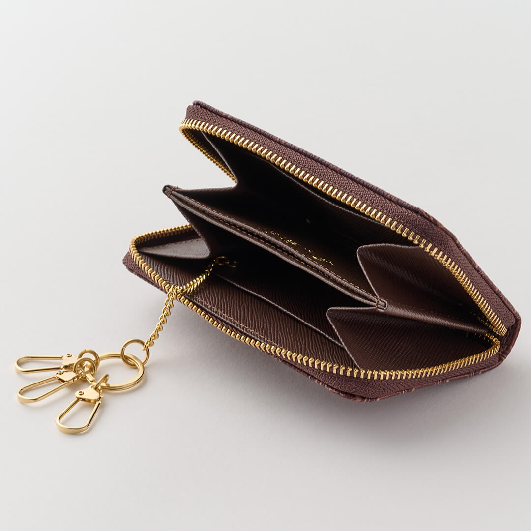 Bitter Chocolate Compact Zip Around Wallet【Japan Jewelry】