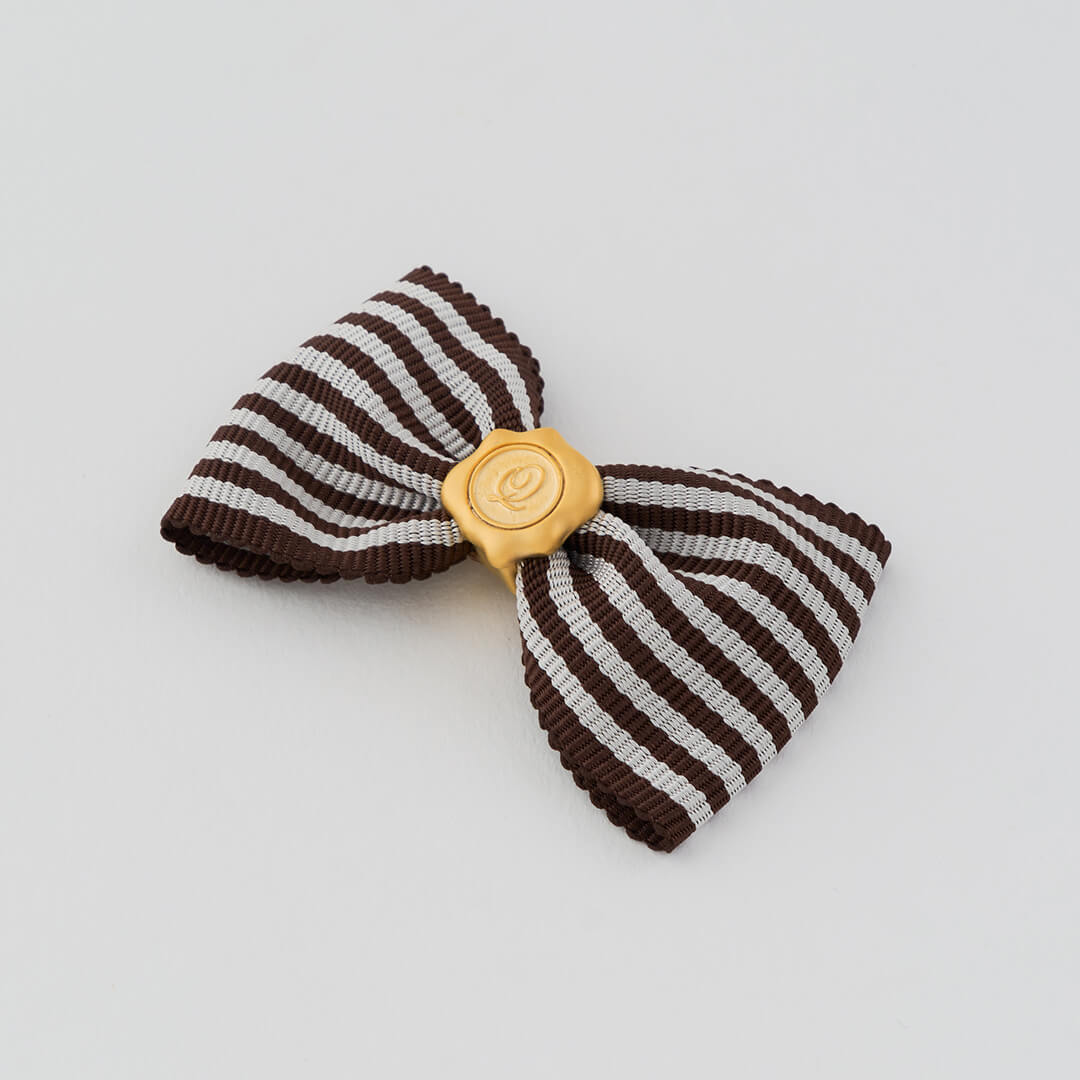 Stripe Ribbon Charm (Brown×White)【Japan Jewelry】