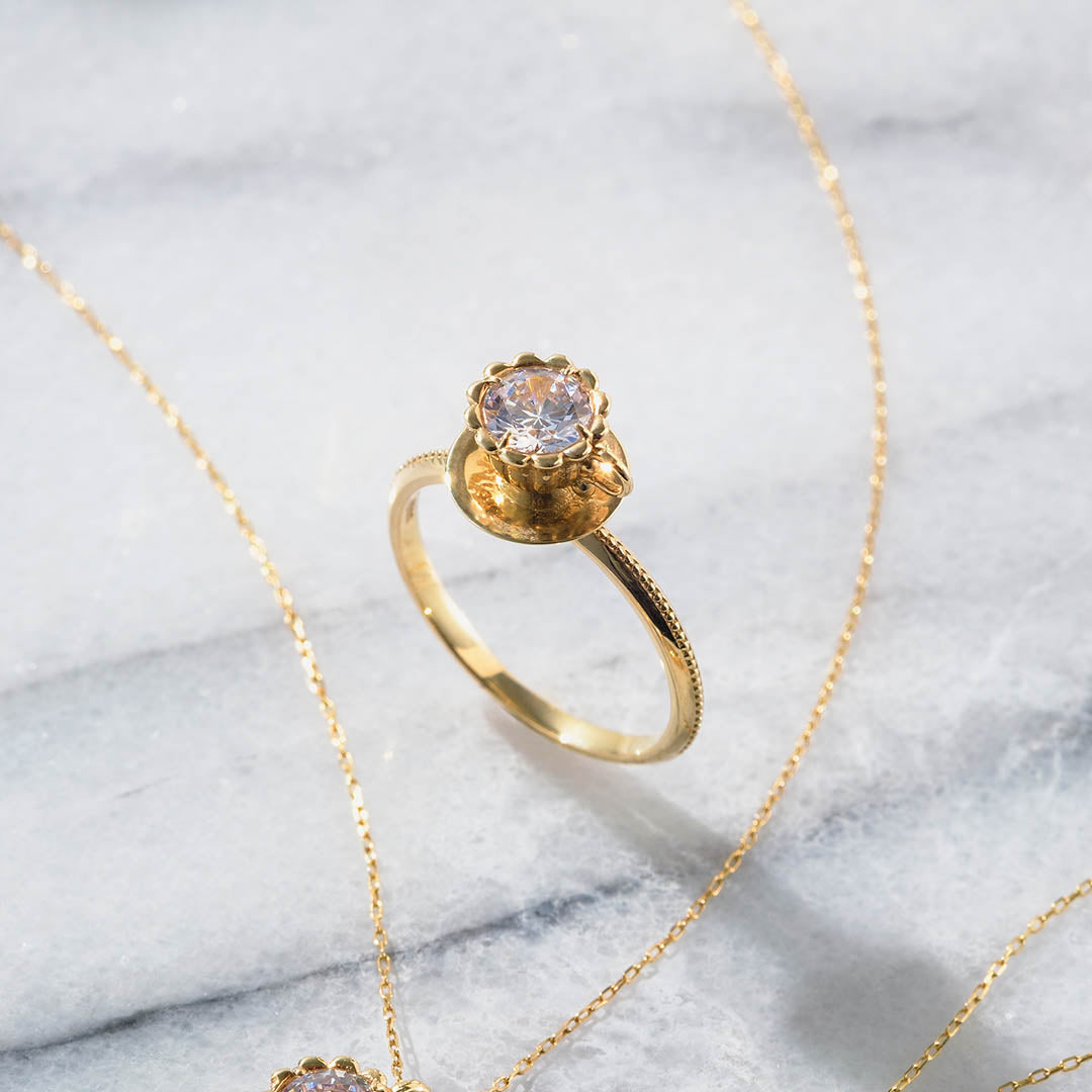 10K Yellow Gold】Tea Cup Ring【Japan Jewelry】 – Japan Jewelry