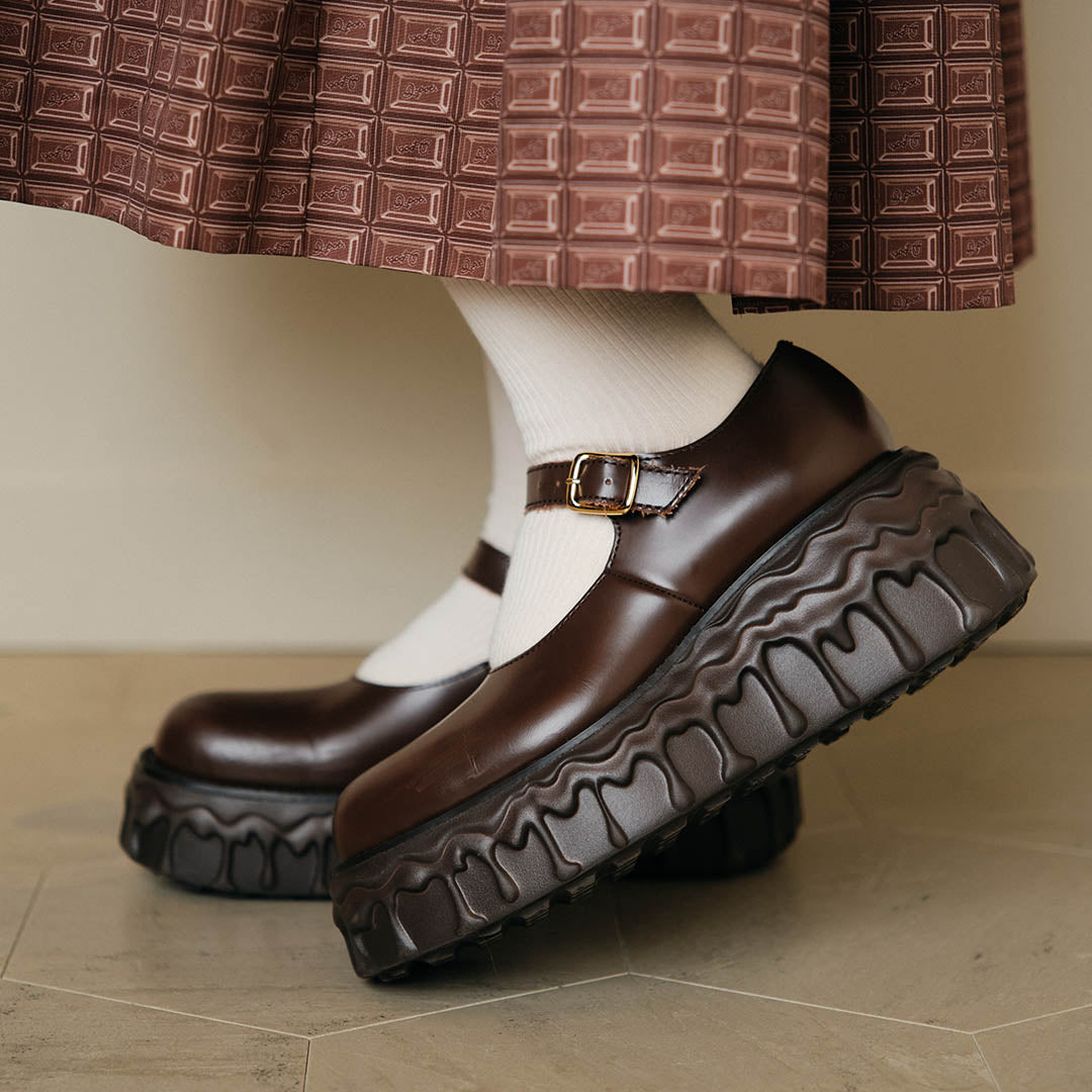 Melting Chocolate Leather Mary Jane (Brown)【Japan Jewelry
